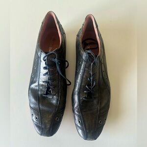 Vintage 90's Bacco Bucci Gray Distressed Lace Up Leather Shoes 9.5